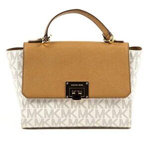 Michael Kors Tan and White Crossbody Bag